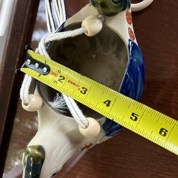 Vintage Stoneware Bird Planter Hanging Ceramic Chicken Quail - Picture 11 of 16